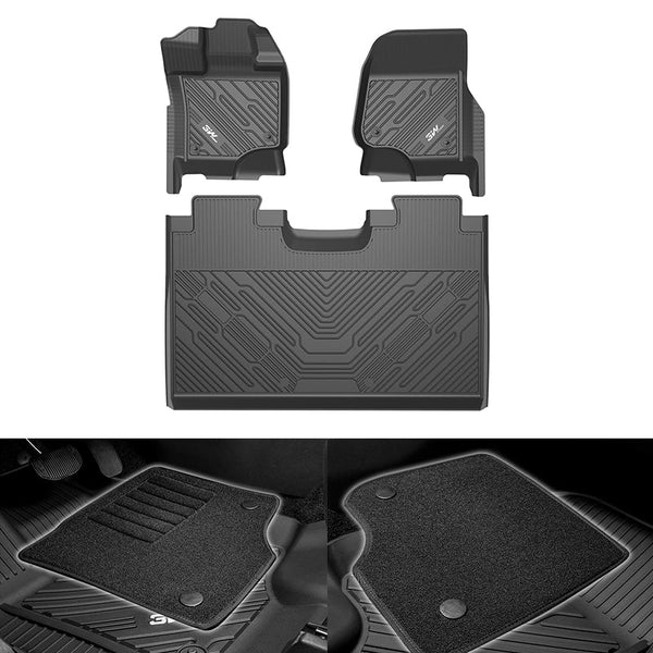 3W Ford F150 Custom Floor Mats F-150 Lightning SuperCrew Cab 2015-2024 TPE Material & All-Weather Protection Vehicles & Parts 3Wliners 2015-2024 F150 without Underseat Storage 1st&2nd Row with Front Carpets