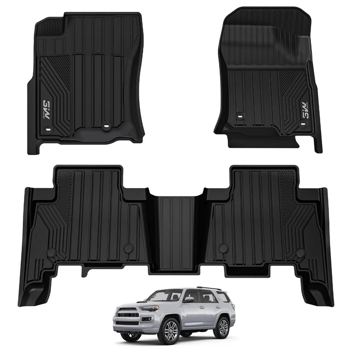 3W Toyota 4Runner 2013-2024 Custom Floor Mats TPE Material & All-Weather Protection (Only for 5 Seat) Vehicles & Parts 3Wliners