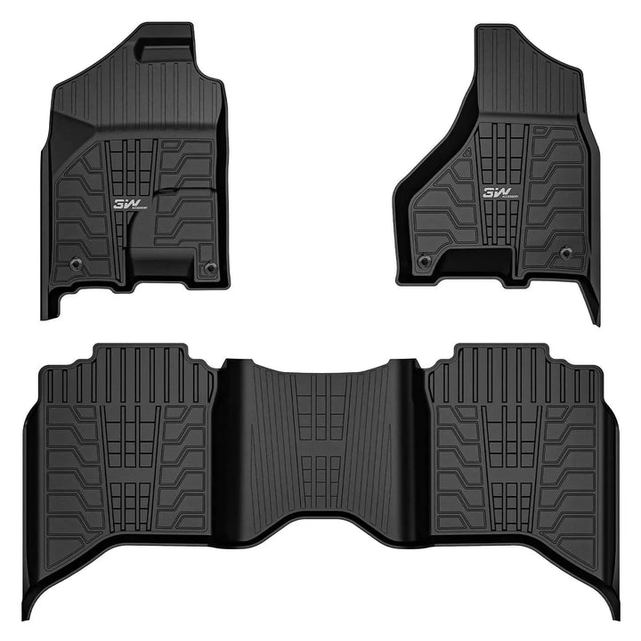 3W 2013-2018 Dodge Ram 1500/2500/3500 Crew Cab, 2019-2024 Dodge Ram 1500 Classic Crew Cab Custom Floor Mats TPE Material & All-Weather Protection Vehicles & Parts 3Wliners 2013-2018 Crew Cab / 2019-2024 Classic Crew Cab Ram 1500/2500/3500 1st&2nd Row Mats