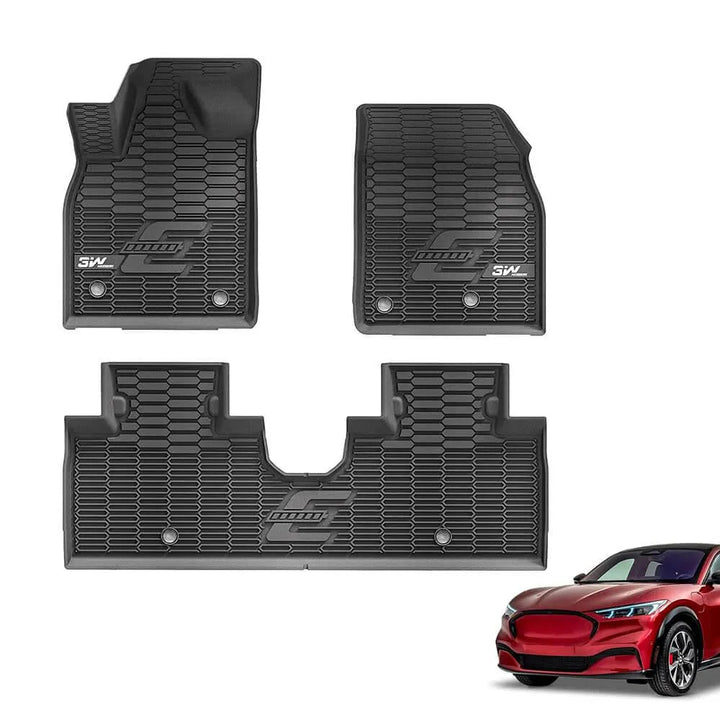 3W Ford Mustang Mach-E 2021-2024 Custom Floor Mats / Trunk Mat TPE Material & All-Weather Protection Vehicles & Parts 3Wliners 2021-2024 Mustang Mach-E 2021-2024 1st&2nd Row Mat