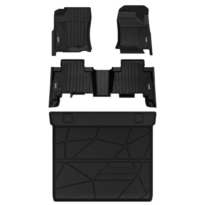 3W LEXUS GX460 2014-2023 (Only for 5 Seats) Custom Floor Mats TPE Material & All-Weather Protection Vehicles & Parts 3Wliners 2014-2023 GX460 2014-2023 1st&2nd Row + Economical Trunk Mat