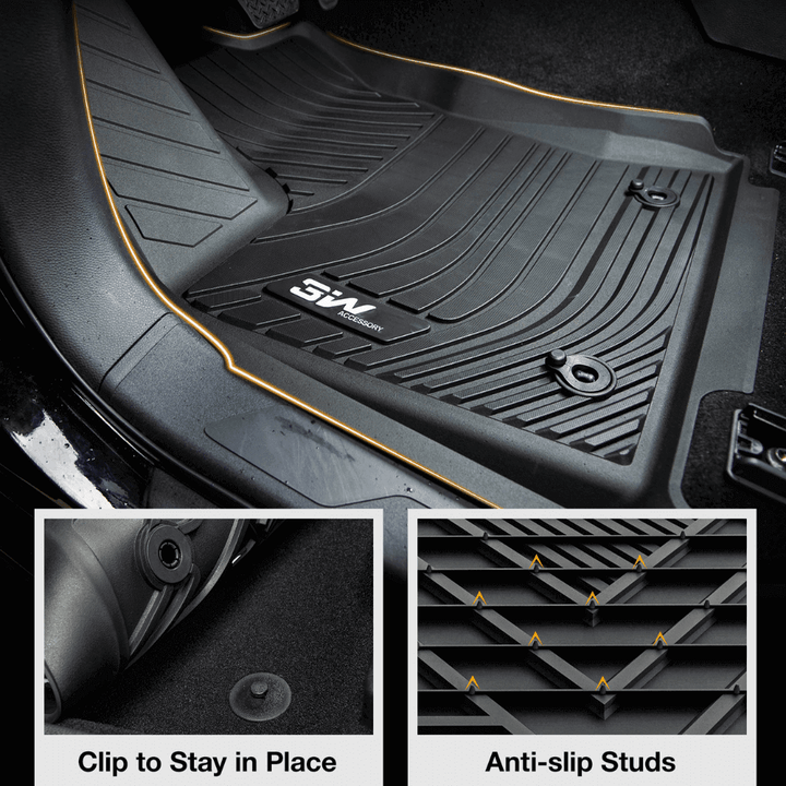 3W Toyota Tacoma 2016-2023 (Double Cab, Automatic) Floor Mats TPE All Weather Custom Fit  3Wliners   