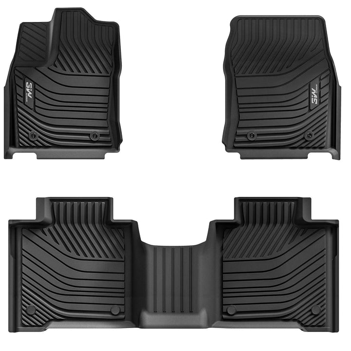 3W Toyota Tundra 2022-2024 Custom Floor Mats CrewMax Cab Only TPE Material & All-Weather Protection Vehicles & Parts 3Wliners 2022-2023 Tundra 2022-2024 1st&2nd Row Mats