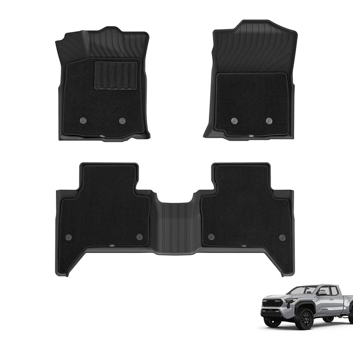 3W Toyota Tacoma 2024-2025 (Double Cab, Automatic Transmission) (Not for Hybrid) Floor Mats Thorex™ All Weather Custom Fit - 3Wliners